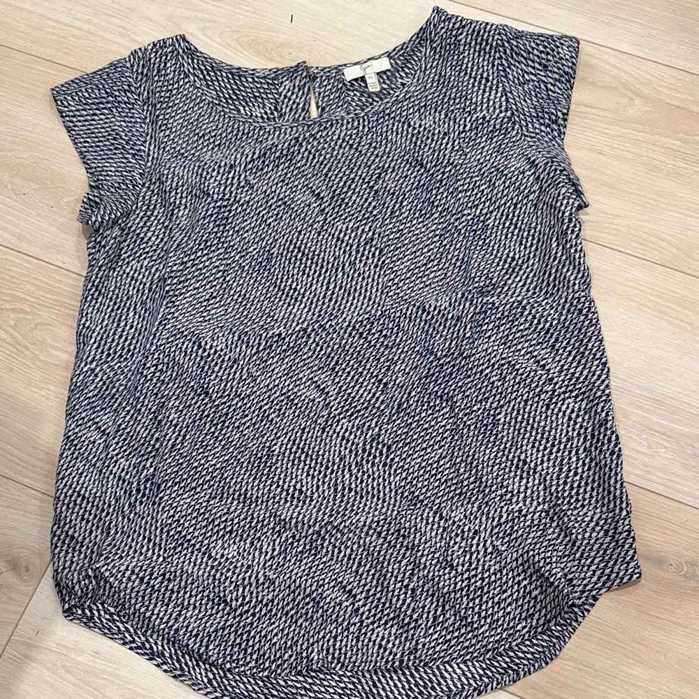 100% Silk Joie blue and White Women's Top